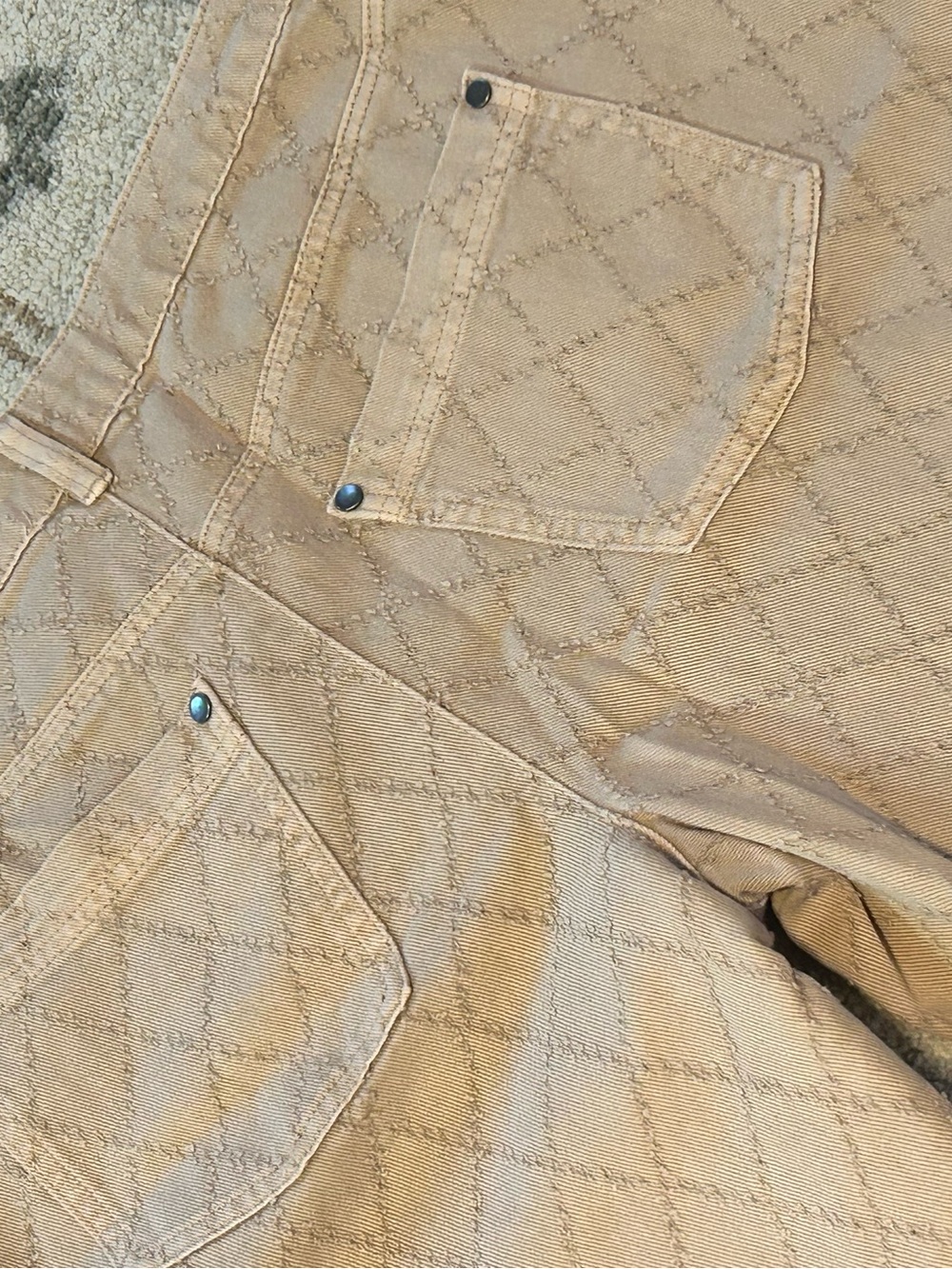 Jolie Quilted Beige Barrel Jeans - Picture 6 of 7